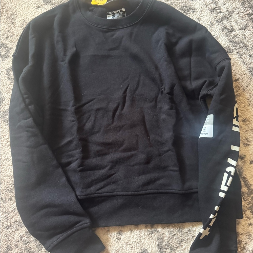 Carhartt Black Crewneck Sweater with Ribbed Cuffs